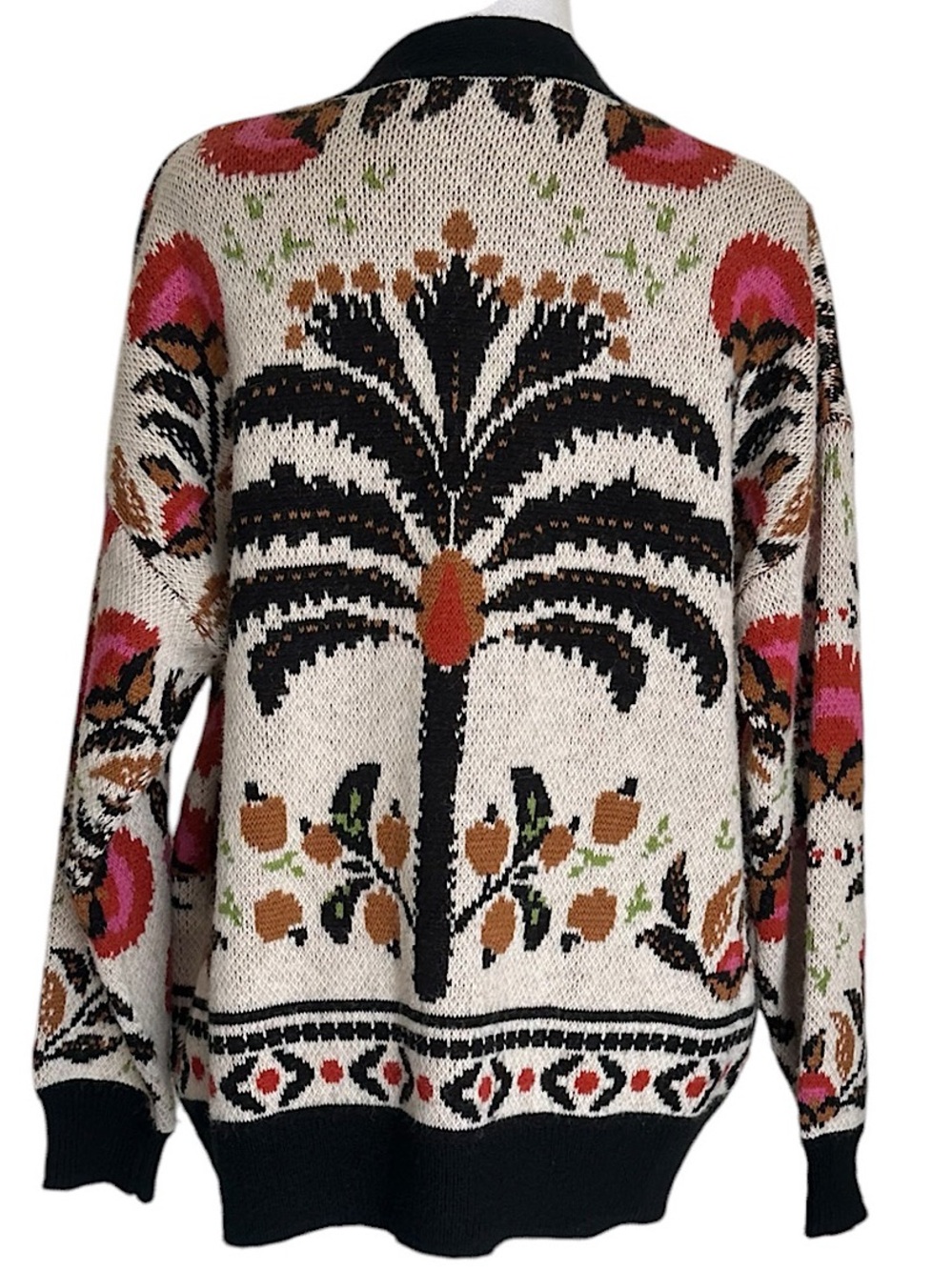 Farm Rio Palms Paradise Sand Knit Cardigan Sweater Women’s Size XS Oversized - Picture 3 of 16